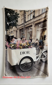 Dior Paris Flower Cart Flannel Throw Blanket D158